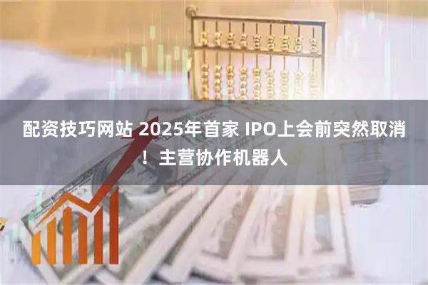 配资技巧网站 2025年首家 IPO上会前突然取消！主营协作机器人